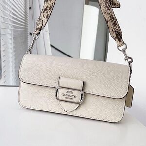 Coach Cream Shoulder Bag with Patterned Strap